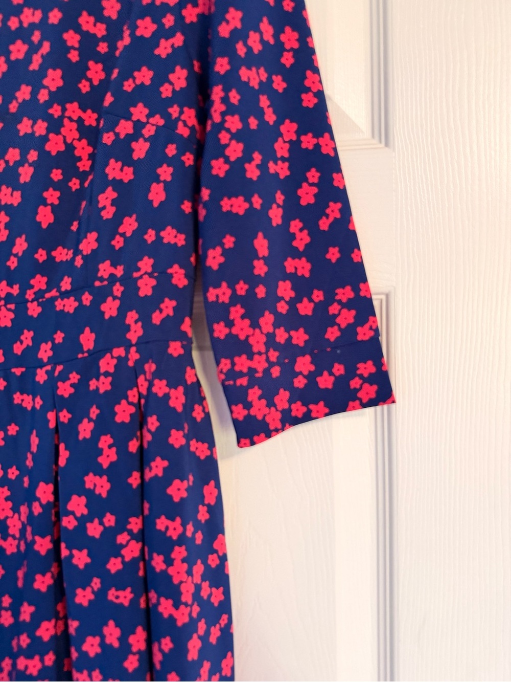 Women's Navy Blue Floral Midi Dress with Pink Print - Picture 5 of 10
